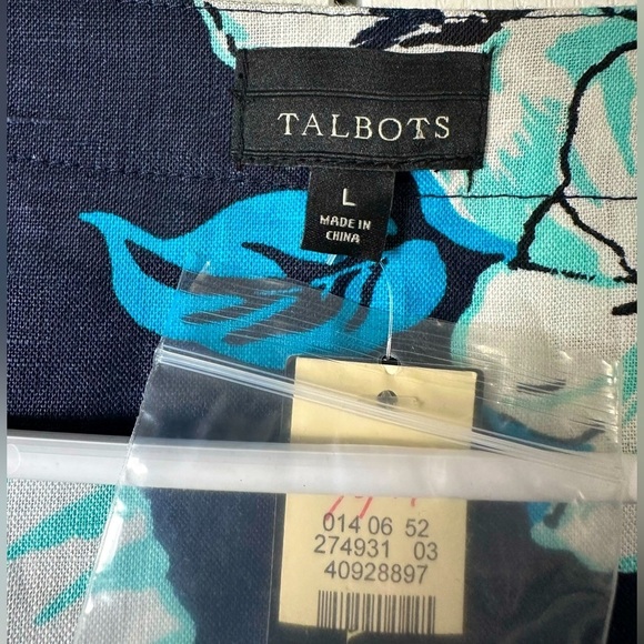 Talbots 100% Linen Beaded Neckline Hawaiian Tunic Dress Size Large NWT! - Picture 6 of 8